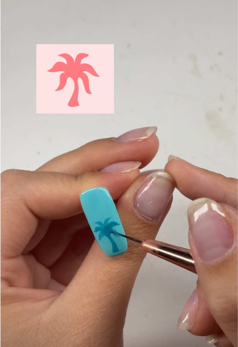 @PINK PALM PUFF nail! 🌴🩵 #nails #nailart #gelnails #gelxnails #gelx #diynails #nailsathome #nailtutorial #naildesign #pinkpalmpuff #skibidylily 