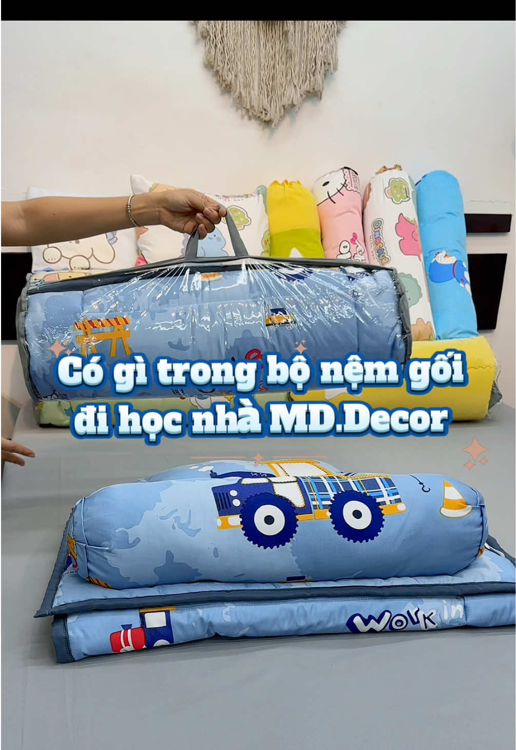 Bộ gối nệm đi học cho bé gái - Bé trai mẫu giáo và tiểu học, mát mịn êm ái, nhiều hoạ tiết xinh yêu#changagoinem #nemtopper #bochangoichobe #nemchobedihoc #xuhuong #mddecor 