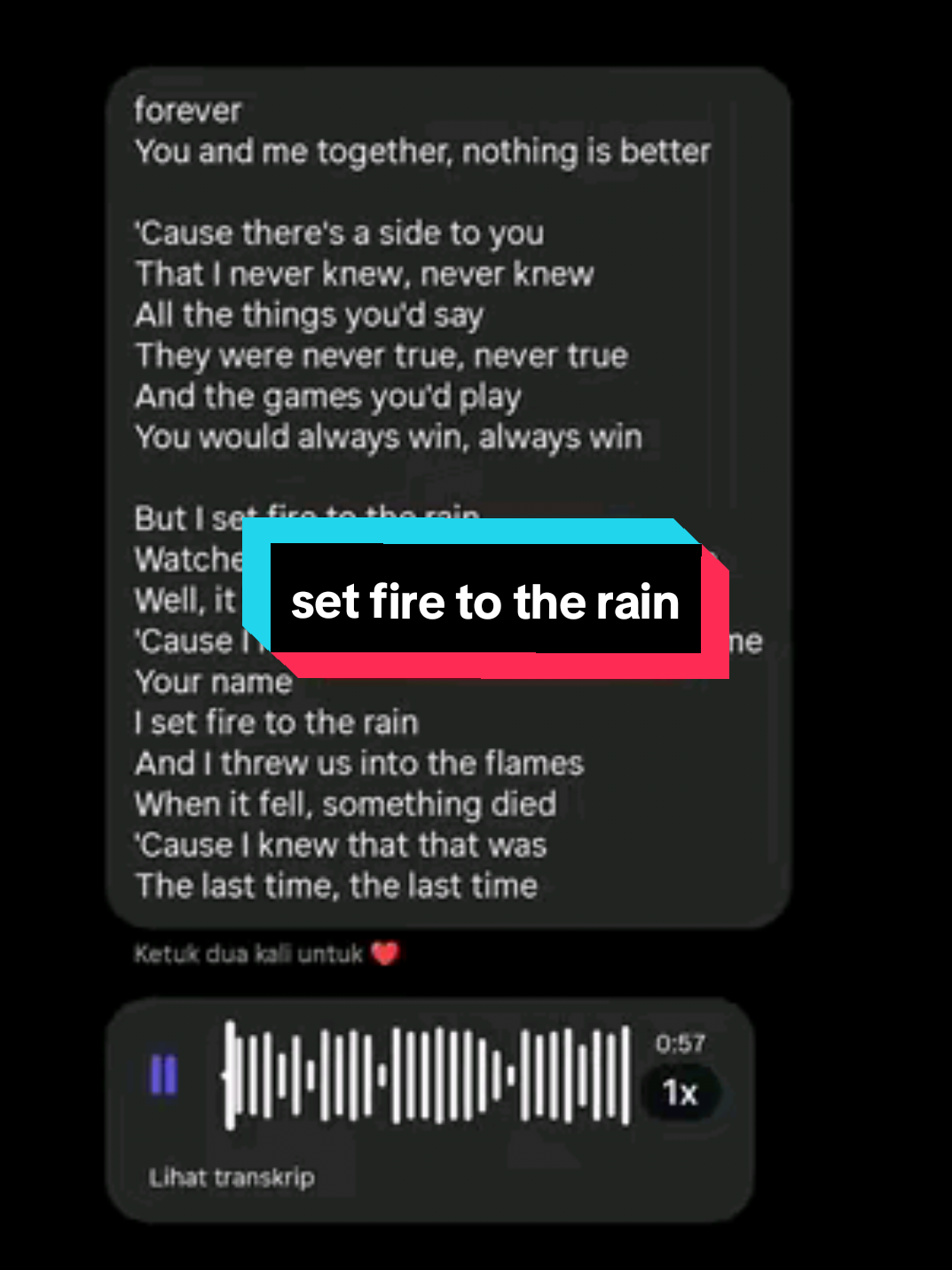 the games you'd play,you would always win #setfiretotherain #adele #cover #foryou #singing #song #voicemessagesongcover #lyrics #liriklagu #fyp #foryoupage 