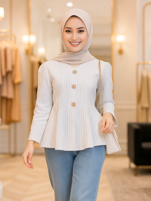 LBITZ- Arika Blouse Stripe Atasan Peplum Wanita Salur Lengan Puff Fit Body Fitted -Blouse Atasan Wanita #blouse #blousemurah #blousewanita #blousecantik #guncang77 #trendingvideo #fyp #trending 