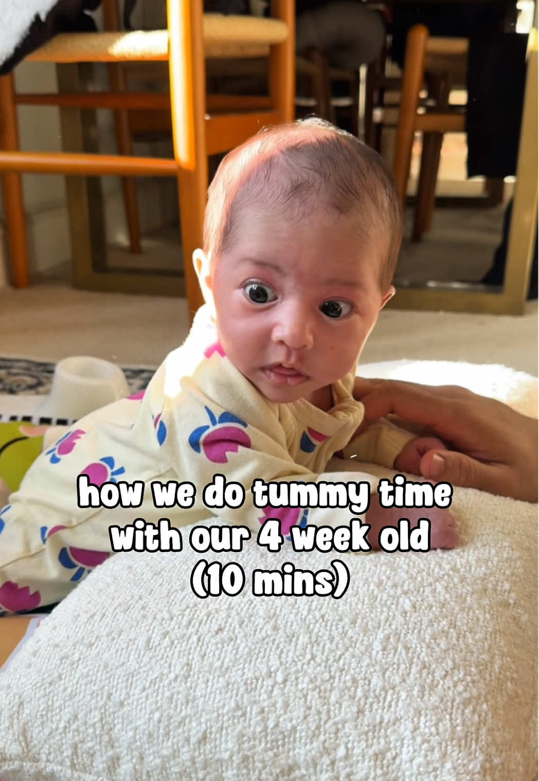 Daily tummy time with our 4 week old - save this one 👌🏾 #fyp #baby #newborn #tummytime #dadtok #babytok 