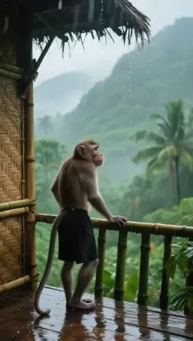 Seekor monyet memulai pagi di kabin bambu dengan teh hangat, sarapan sosis, lalu bersantai sambil bermain gitar di dekat jendela saat hujan turun. Suasana tenang, sederhana, dan penuh kedamaian — cara unik menikmati hidup ala monyet multitalenta. 🐒🍵🎶🌧️ #MonyetSantai #PagiTenang #GitarDanTeh #HewanPintar #KehidupanSederhana #MonkeyVibes #AIArt #CeritaVisual #HutanDamai #MonkeyRoutine  #fyp♥️♥️♥️ #CapCut 