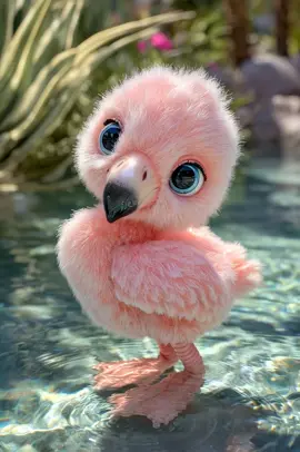 Flauschiger Baby-Flamingo kuschelt mit Plüschherz im Nest 💗🦩 #cute #cuteanimal #flamingo #babyflamingo #kuschelzeit 