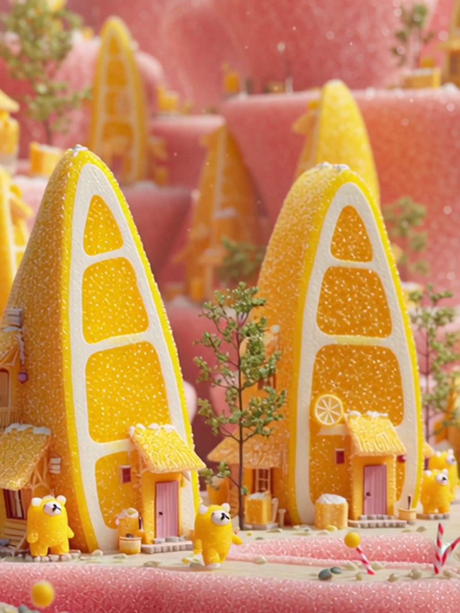 Candy Lemon Villages 🍋 #lemon #candy #fairytale #relaxing #fyp #ai #cake