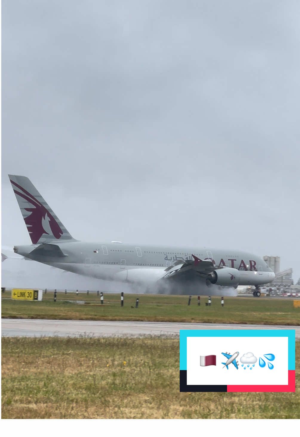 🇶🇦✈️🌧️Qatar A380 making a splash at Heathrow runway 💥💦  Rainy day arrival – Qatar A380 at Heathrow 🌧️🛬 #heathrow  #airport #aviation #airplane #spotting #avgeek #avgeeks #qatar #airways #qatar🇶🇦 #a380 #airbus #airbusa380 #aircraft #rainingday #airportlife #rain #landing #qatarairways #fyp #videoviral #qatartiktok #splashingwater #water #spotting #planes #avgeek #shorts #viralvideos 