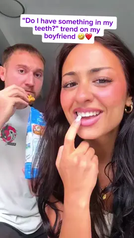 “Do l have something in my teeth?” trend on my boyfriend 🤣❤️ #scarecam #scarepranks #fail #jumpscare #scary #scared #scaring #foryou #fypシ゚viral #funny #funnyvideos #prank #scaringpeople #funnymoments #hahaha #hahaha😂😂😂 