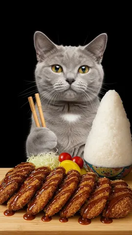 Tonkatsu 🐖 Mukbang    #asmr #asmrsound #aicat #cat #viral  #eating #japanesefood 