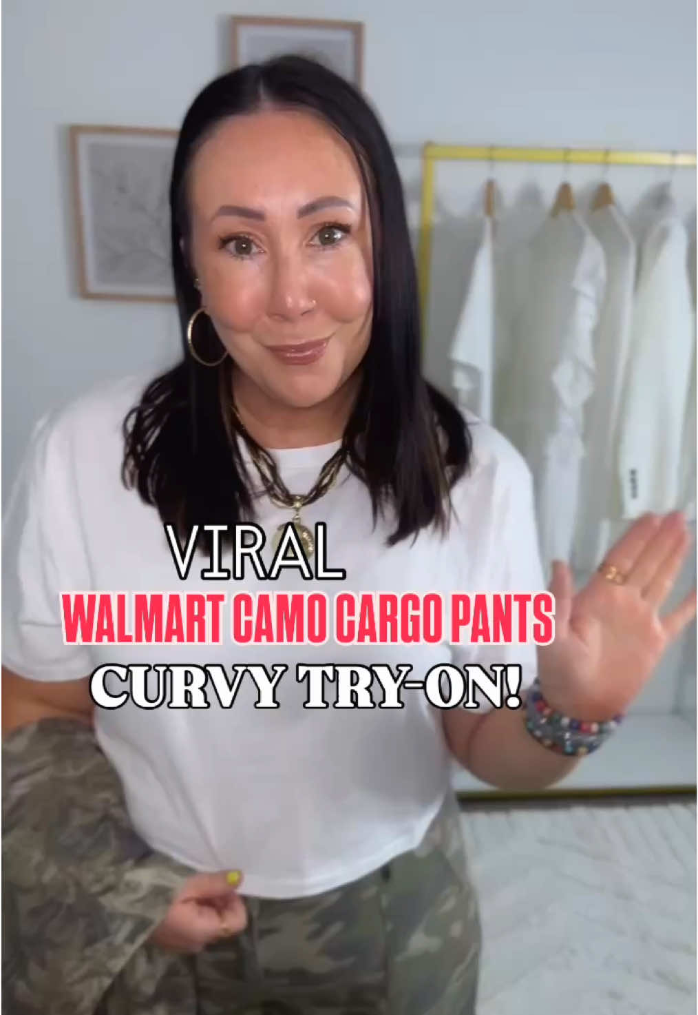 The viral camo cargo pants are back in stock and curvy girl approved! Lnks on my LTK! #curvytiktok #momoutfits #curvyfashion #curvyfashion #walmartfinds #momoutfit @Walmart 