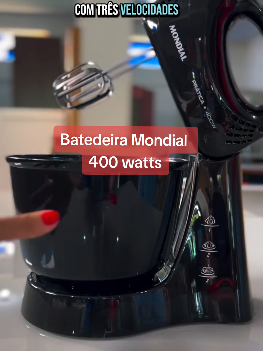 Batedeira Mondial Prática Potência 400w Capacidade de 3,6 Litros Com 3 Velocidades e 