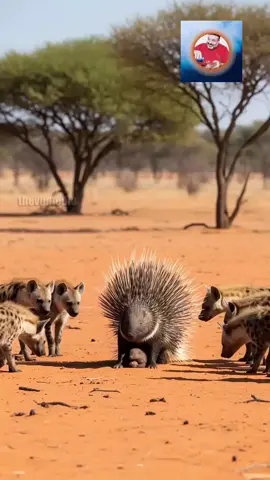 A clan of hyenas learn a painful lesson from a porcupine's defense! #viral #tiktok #trendingvideo #foryoupage #eduexplorer 