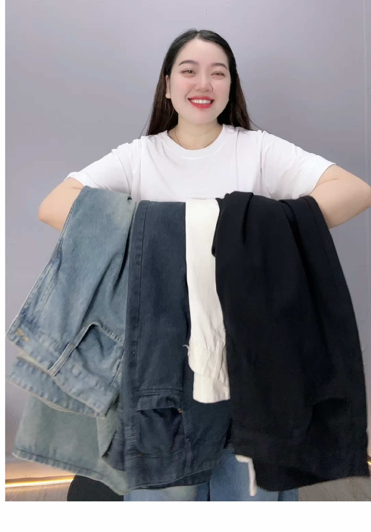 Quần suông ống rộng bigsize dành cho nữ, quần che khuyết điểm cho người béo #conhobigsize #ươc_duoc_len_xu_huong #quanjean #quansuong #chubbygirl 