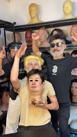 Three models wear silicone masks to show together.#realistic #siliconemask #masks #cosplay #halloweenmask 