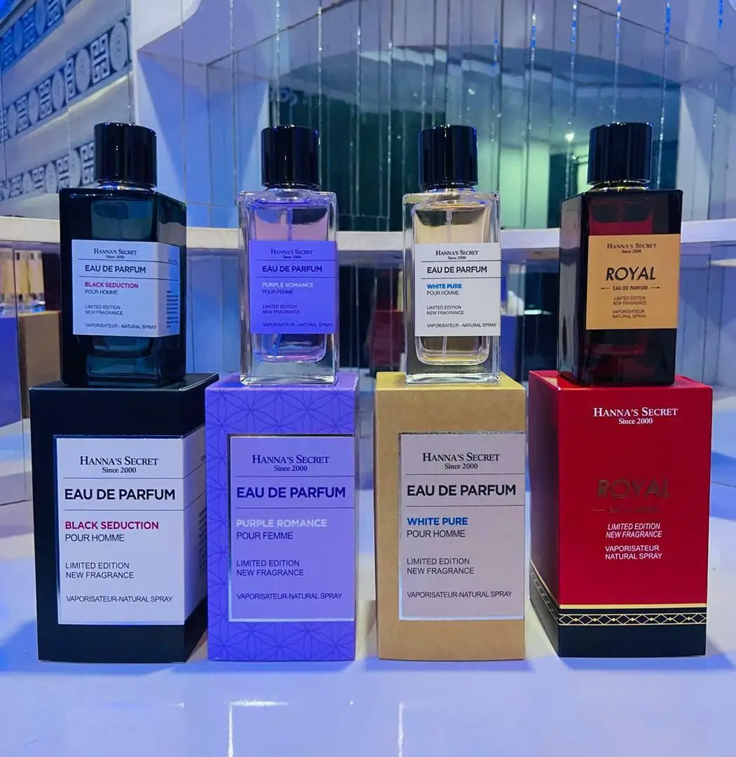 Indulge in the luxurious and timeless scent of Hanna's Secret Since 2000 - Royal EDP 100ml Unisex Perfume, a fruity and aromatic fragrance that will leave you feeling confident all day. Top Notes: Blackcurrant, Bergamot Heart Notes: Nutmeg, Cardamom, Coriander Base Notes:Musk, Virginia cedar, amber and tonka bean  #ilovestuff #hannassecret #royalperfume #cologne #trendingperfume #hanna 