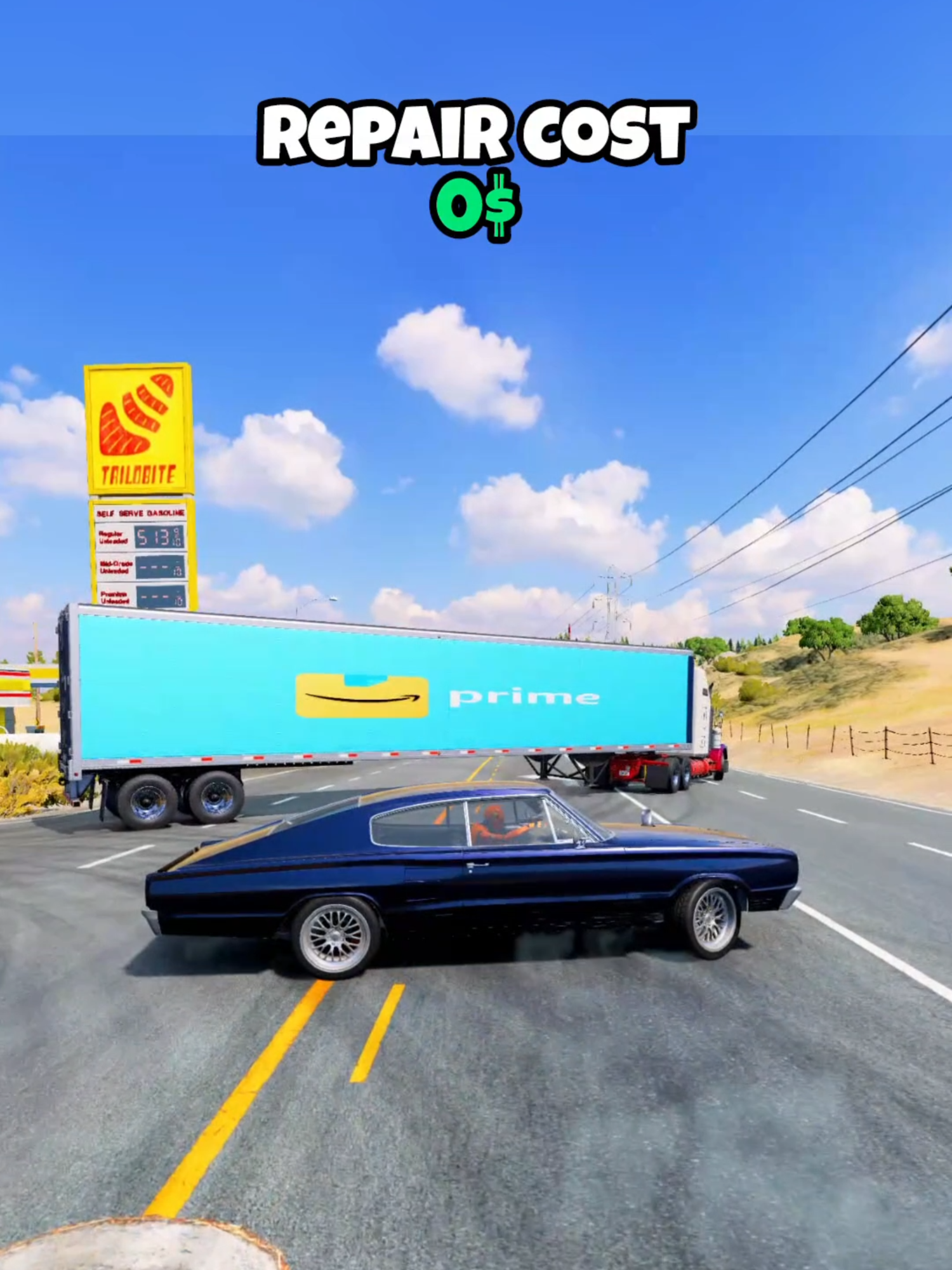 Which car overtakes the truck and what is the repair cost? #beamng #beamngdrive #beamngcrash #game #gaming #simulation #car #longervideos
