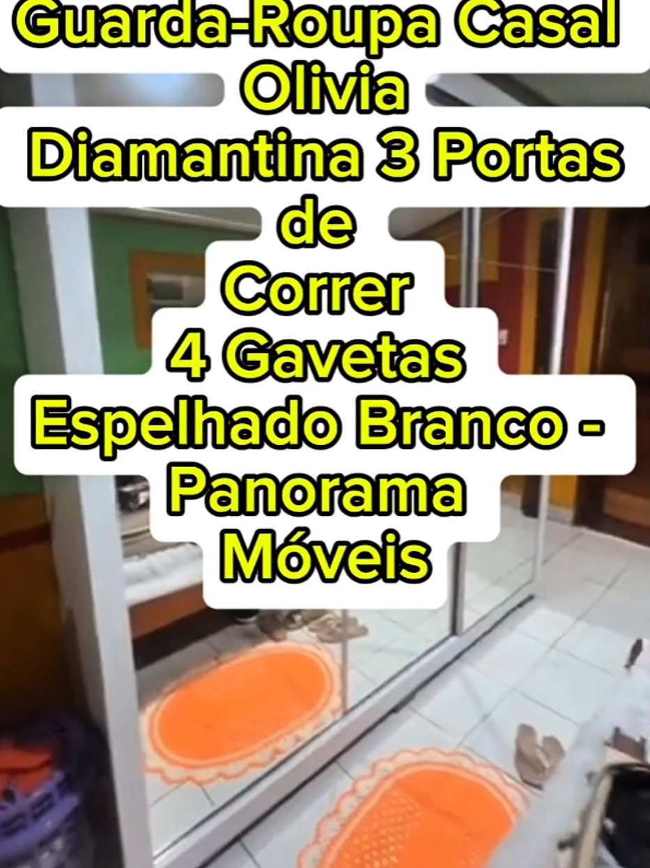 Guarda-Roupa Casal Olivia Diamantina 3 Portas de Correr 4 Gavetas Espelhado Branco - Panorama Móveis #GuardaRoupa  #MoveisCasa  #QuartoOrganizado  #ShopeeBrasil  #moveisfuncionais 