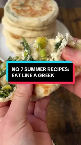 Did someone say… SPANAKOPITA STUFFED FLATBREADS?! 😮‍💨 from my EAT LIKE A GREEK series 🇬🇷✨  Since you loved my flatbread and spanakopita recipes from earlier in the series, why not combine them for a delicious Greek appetiser?😮‍💨 📌RECIPE BELOW - yields 8 flatbreads  Gather  300ml tepid water  8g instant yeast  1 heaped tbsp of caster sugar or honey  500g white bread flour Pinch of salt  Extra flour for dusting  Olive oil for pan frying  For the filling, 2 tbsp olive oil  1/2 leek, finely chopped and washed  400g spinach  1 tsp cinnamon  1/2 tsp nutmeg Salt and pepper to taste  Handful of fresh dill, finely chopped  120g feta cheese, crumbled  Method  1.) Combine the yeast and sugar in the tepid water and whisk until frothy.  2.) Mix in the flour with a wooden spoon, then knead using a standing mixture or by hand for 2-3 minutes. Add the pinch of salt half-way and continue kneading to incorporate.  3.) Once the dough is firm, leave in a bowl and cover with a clean tea towel. Set this aside to rise for an hour.  4.) Meanwhile, prepare the filling by heating olive oil in a pan on a high heat. Fry the chopped leeks for 1-2 minutes until softened.  5.) Lower the heat and stir the spinach. Wilt first before adding the seasonings. 6.) Stir through the fresh dill and crumbled feta and set aside. 7.) Divide the dough into 8 even pieces and roll to form balls. Stretch and flatten the dough ball and stuff with the filling. Then pinch the sides of the dough to close and carefully flatten with a rolling pin.  8.) Heat up a drizzle of olive oil in a frying pan over a medium heat. After a minute, add one flatbread in and cook on both sides for 1-2 minutes, flipping half way through. Repeat this process with the rest of the flatbreads, making sure to add a drizzle of oil to the pan each time.  9.) Serve warm.  #flatbreads #greekfood #EasyRecipe #spanakopita 