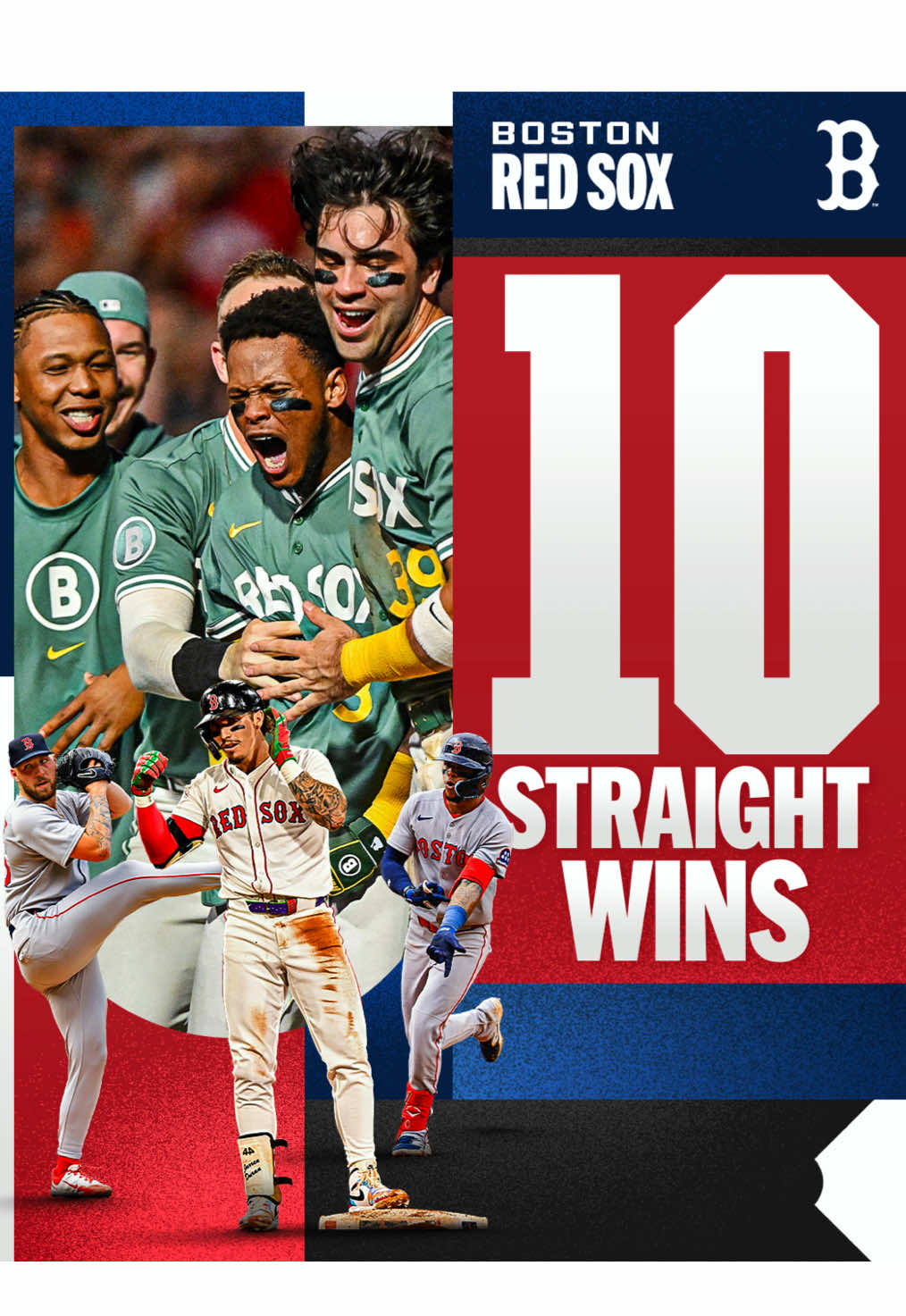 Boston’s first 10-game win streak since 2018 👀 #MLB #redsox #baseball 