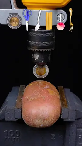 Can a coin drill into a potato 🥔 🪙 #experiment #oddlysatisfying #asmr