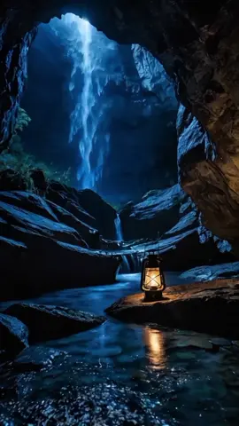 A quiet moment in a cave above the forest. Just the lantern, the waterfall, and the silence of the night. #cinematicscene  #darkcave  #LanternLight  #MoodyVibes  #nightatmosphere  #fantasylandscape  #mysticalnature  #cavewaterfall  #slowmotionbeauty  #VisualPoetry  #Dreamscape  #NatureMagic  #SilentJourney  #deepseamystery  #animatedstills 