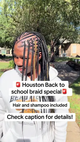Houston, TX! Book now to get your kiddos ready for school. Get medium knotless braids with hair and a shampoo included in 4 hours for only $200! This deal applies middle and high school students ONLY! The first 5 clients to book this special will receive a FREE edge control! My name is cedreka and I am a master knotless braider located in Houston, TX. Come see why I’m all my clients favorite Braider. 