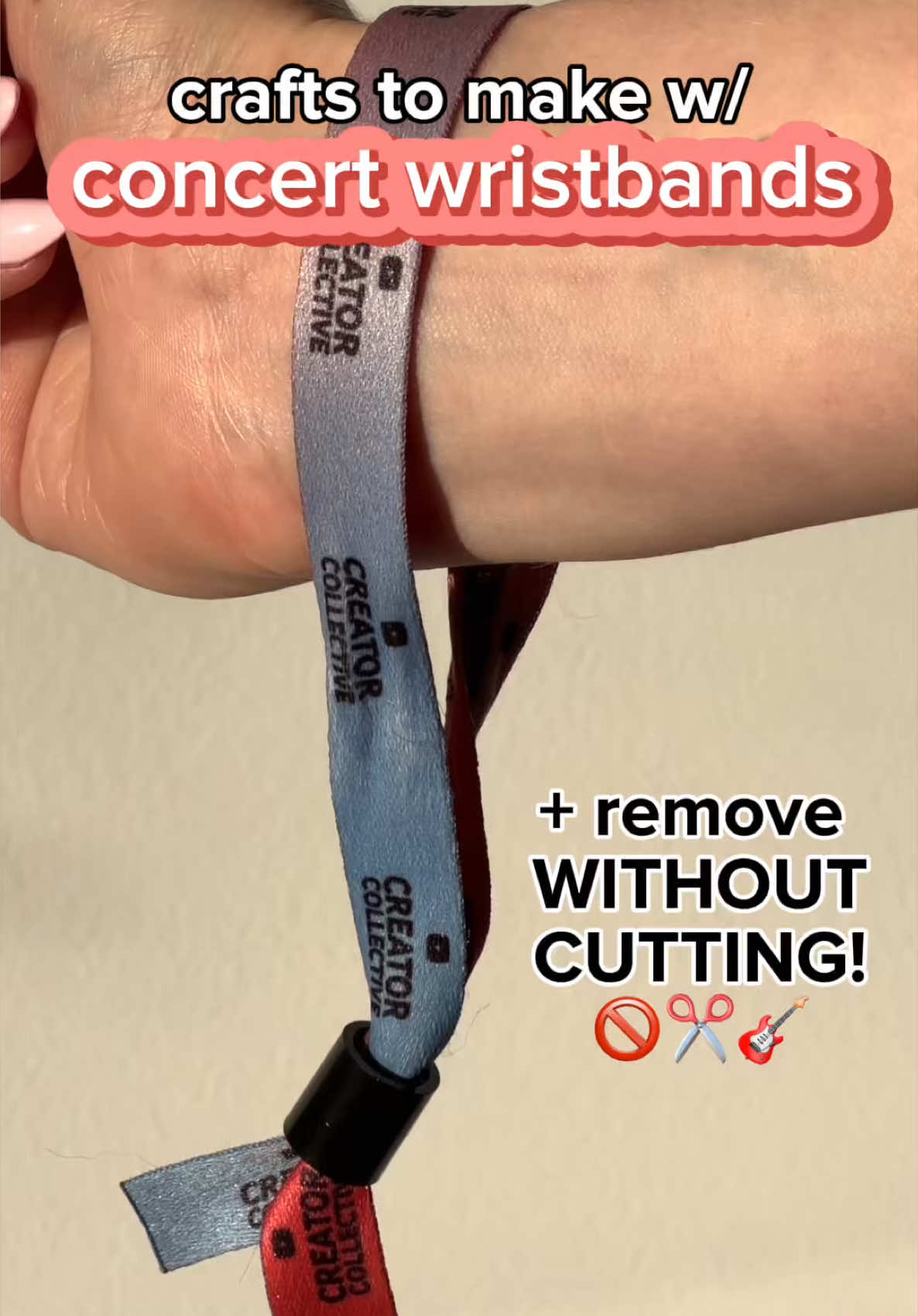Replying to @Megan Weller 🎨 diy keychain using a concert/festival wristband 🎸+ how to remove WITHOUT CUTTING IT! 🚫✂️