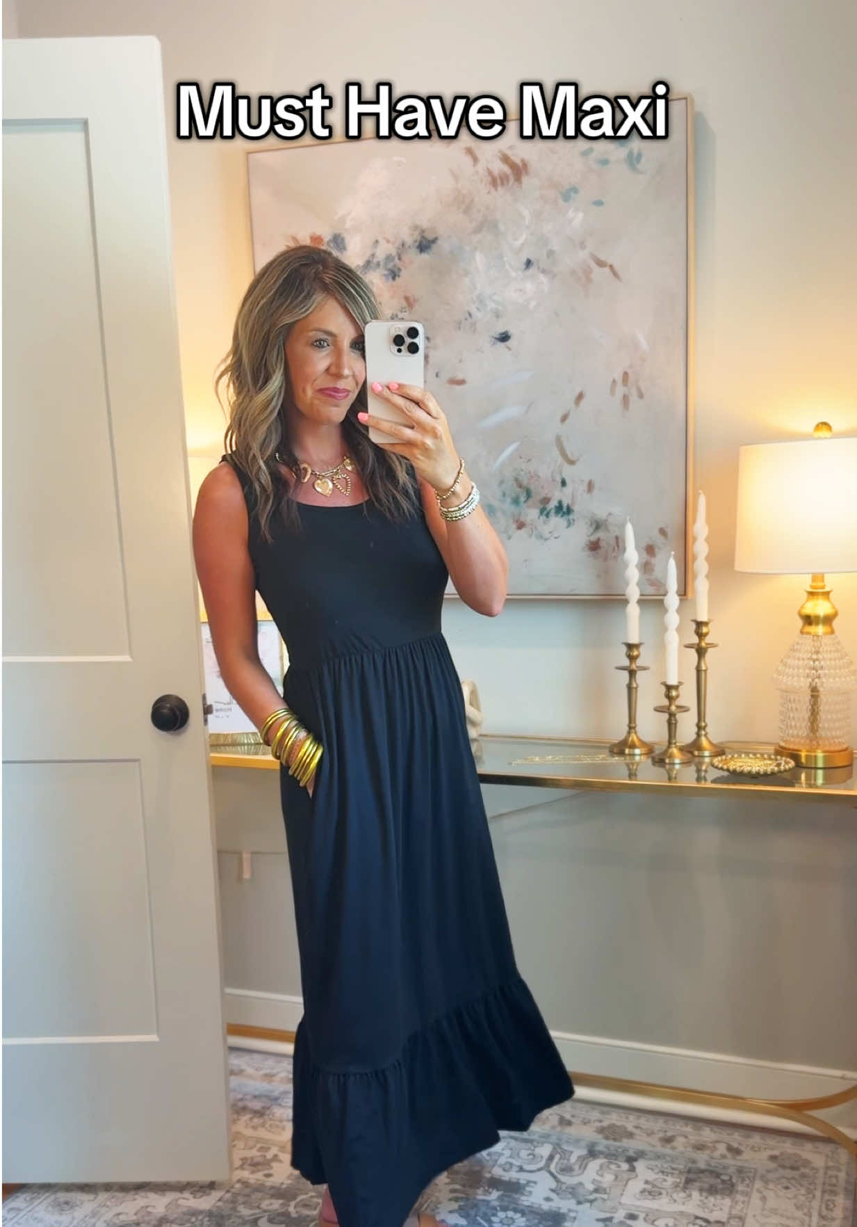 This maxi can be styled all year long! It’s butter soft and amazing! Style as is for warmer days and add a denim jacket for cooler temperatures! I’m wearing the small and it’s a tts fit! @AUSELILY #dress #maxi #maxidress #summerdress #falldress #tankdress 