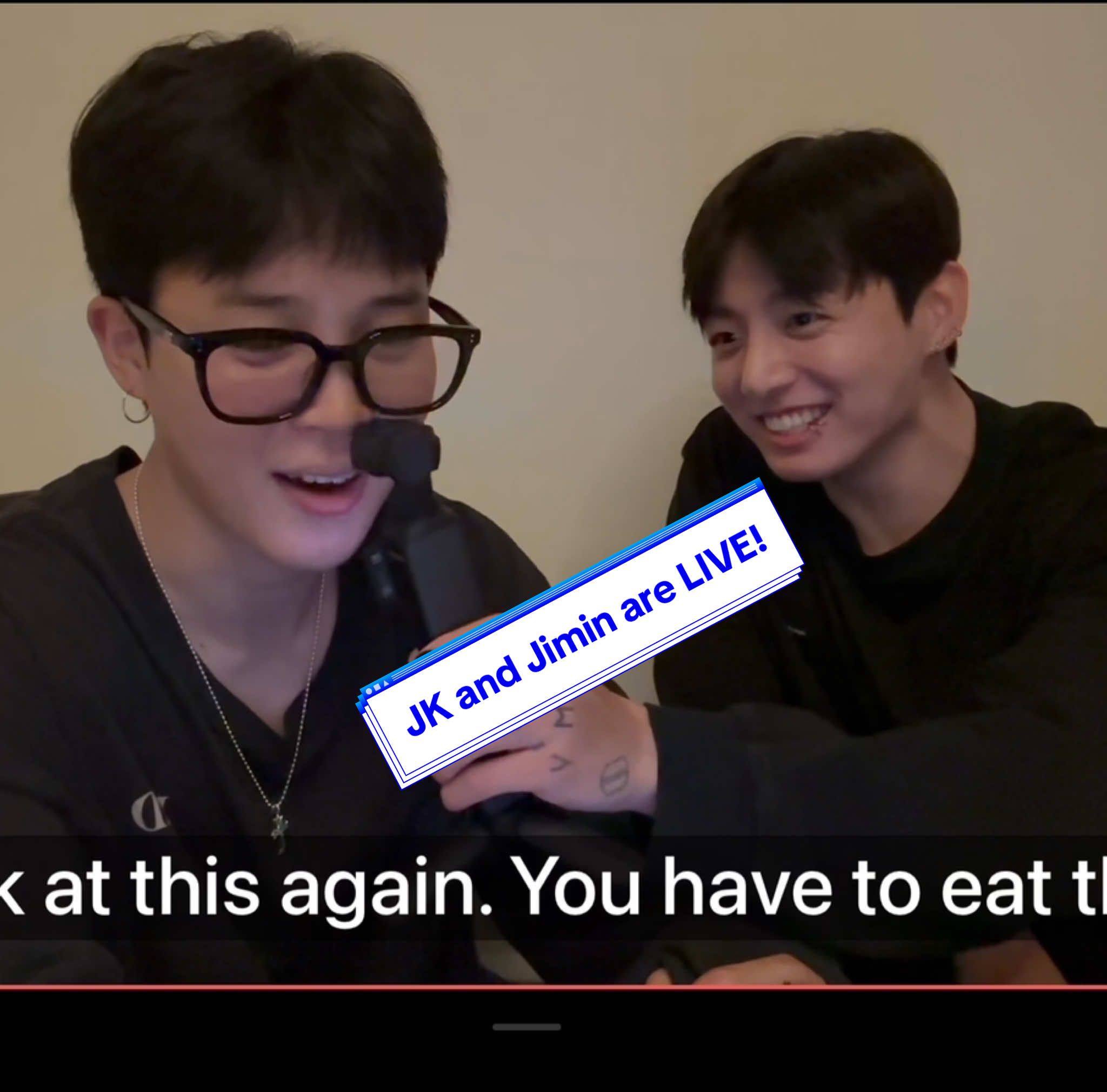 JK and Jimin are LIVE - watching mv’s on Weverse LIVE and giggling about getting old!   #jungkook #jimin 