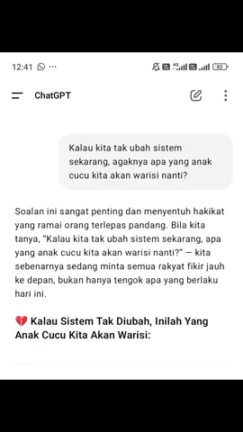 Bukan soal siapa yang bina bangunan. Tapi siapa yang berani betulkan sistem. Kalau kita tak ubah hari ini, anak cucu kita akan warisi negara cantik tapi pincang. #UbahSistem   #AnakCucuKita   #BukanSoalBangunan   #NilaiDenganAkal   #MalaysiaAdil #fyppppppppppppppppppppppp #fyp 