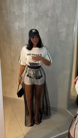 Ladies' Round Neck Printed T-shirt+ Mesh Skirt Casual Set-YB882206