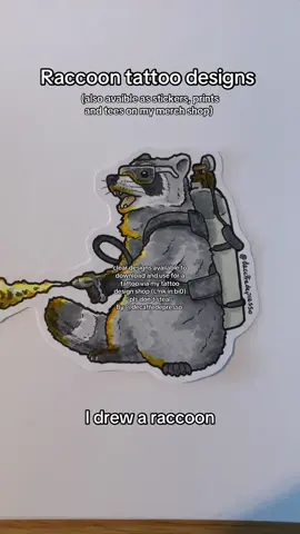 All of these are on my tattoo design shop for you to pick up and download a clear copy for your tattoo artist to use 🙌🏻  #tattoodesign #tattooideas #tattooart #matchingtattoos #raccoon #raccoonsoftiktok 