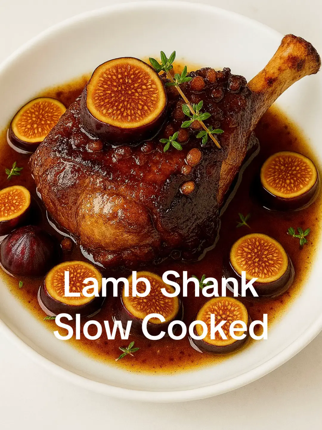From the RECIPE EXPERTS:
 
 🥘 Ingredients:
 1 large lamb shank
 
 1 tbsp olive oil
 
 1 cup beef or lamb stock
 
 4 tbsp brown sugar
 
 1/2 cup anise syrup
 
 6–8 fresh figs (halved)
 
 1 tbsp balsamic vinegar
 
 1 small onion (finely chopped)
 
 2 garlic cloves (minced)
 
 1 tsp cinnamon
 
 1/2 tsp ground cloves
 
 Salt & pepper to taste
 
 Fresh thyme (for garnish)
 
 🔥 Cooking Instructions:
 Sear the Shank:
 Season lamb shank with salt and pepper. In a hot pan, sear all sides in olive oil until golden brown. Set aside.
 
 Sauté Base:
 In the same pan, sauté onion and garlic until soft. Add brown sugar, anise syrup, balsamic vinegar, cinnamon, and cloves. Cook until it forms a thick glaze.
 
 Slow Cook:
 Transfer everything into a slow cooker or deep oven dish. Add the lamb shank and stock. Cover tightly and cook on low heat for 3.5 to 4 hours (or 160°C/320°F in the oven).
 
 Add Figs:
 In the final 30 minutes, add halved figs to the sauce and allow them to soften and absorb flavour.
 
 Glaze & Serve:
 Once done, place on a white bowl or board. Spoon the sauce over the lamb and garnish with thyme.
 
 ⚡ Calories (Per Serving):
 Lamb Shank (with glaze & figs): ~720 kcal
 
 Protein: 42g
 
 Carbs: 36g
 
 Fat: 46g
 
 #LambShank #SlowCookedLamb #FigGlazedLamb #FoodTikTok #TikTokChef #HomeCooked #FoodieHeaven #FallOffTheBone #AniseFlavour #LuxuryEats #TikTokRecipe #RecipeOfTheDay #EidSpecial #GourmetEats #cheftok 
