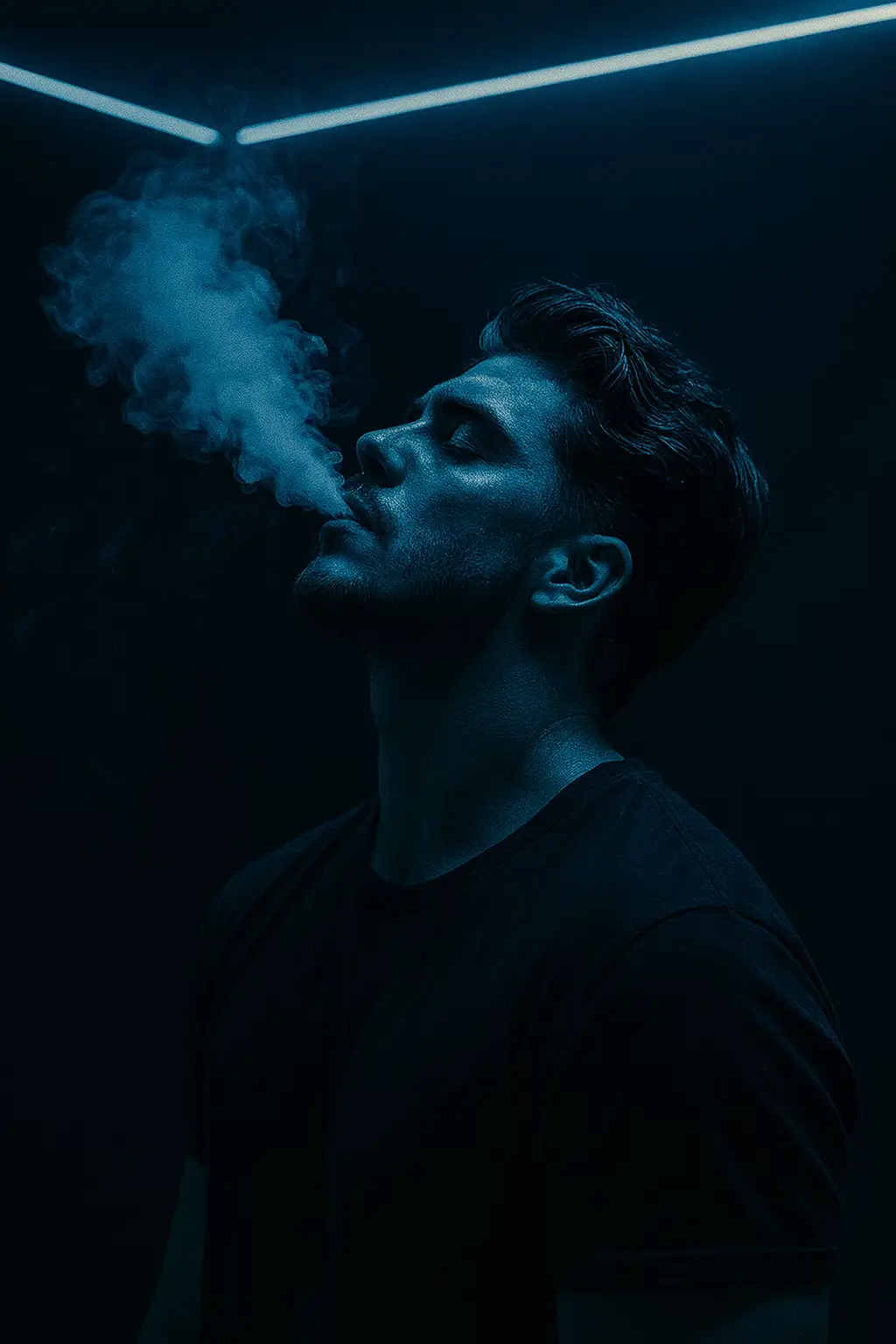 1. Ouvre ChatGPT 📲 2. Téléverse ta photo 📸 3. Copie le prompt 👇 (N’oublie pas d’enregistrer pour plus tard) Prompt 1 : A cinematic portrait of a young man, wearing a black t-shirt, captured in profile view as he leans his head back and exhales a thick cloud of vapor or smoke. The setting is a minimalist dark room with a pure black background, empty and uncluttered. Cool blue LED strip lights line the ceiling corners and softly illuminate the contours of his face and body, casting a deep monochromatic blue tone across the entire scene. His expression is calm and introspective, eyes closed, with soft shadows emphasizing his neck and collarbone. The vapor lingers and swirls in the air, catching the blue light dramatically, adding texture and depth to the composition. The atmosphere is moody, cinematic, and dreamlike, with a shallow depth of field and ultra-realistic photo quality, high contrast lighting. Prompt 2 : Create a high-contrast close-up portrait of the referenced man. The image should depict only the left half of his face, partially submerged in water, with fire and ice droplets and bubbles visible on skin and hair. luminate the left side of the face dramatically, casting the rest into deep shadow. dark background, detail into skin texture, beard stubble, and eye focus to evoke a moody cinematic atmosphere. 3:4 orientation. Make it warm color  #chatgpt #photo #fyp #ai #trendiing #aiart #pourtoii #portraitai #aiphoto #prompt #chatgpttips #intelligenceartificielle #genial #media #ia #photooftheday #astuces #tuto 