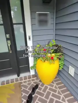 14 year old detailer lands client in under 2 minutes. #viral #pov #detail #metaglasses #detailer #business #meta #talaria #doortodoor 