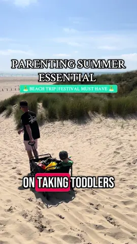 PERFECT for tired little legs & saving your arms from carrying lots of bags! My number 1 beach trip recommendation - our little boy even loves to nap in it! #beachessentials #holidayessentials #mumsoftiktok #toddleressentials #summerholidays #beachtrips 
