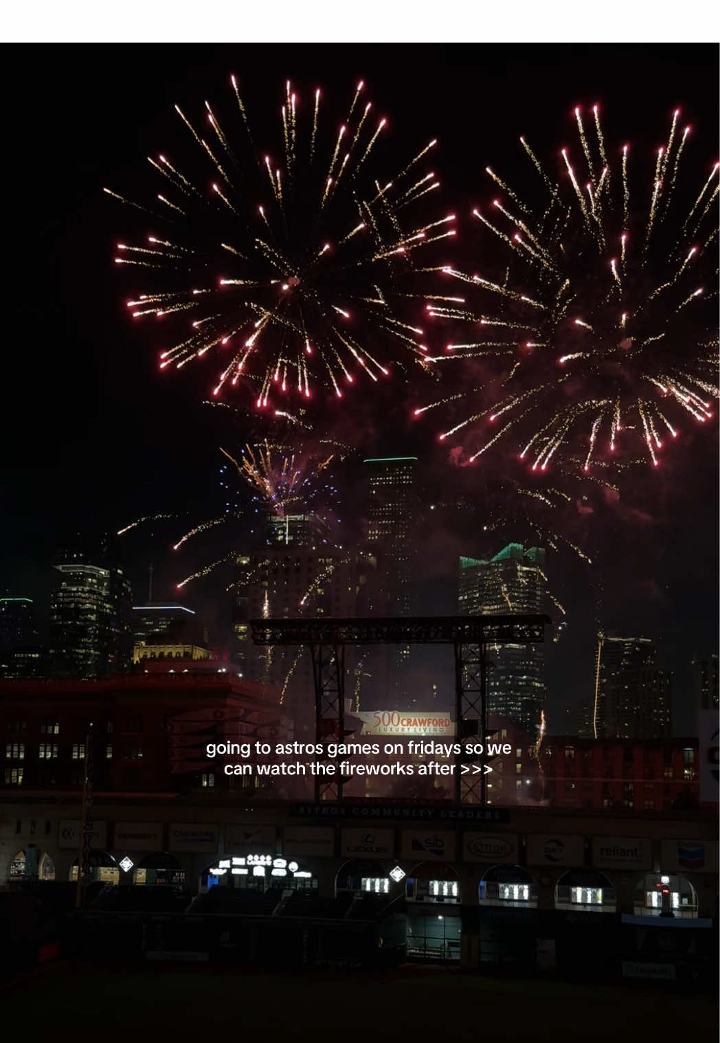 one of my favorite things to do in houston :,)  #houston #astrosgame #fridaynightfireworks #houstondatenight 