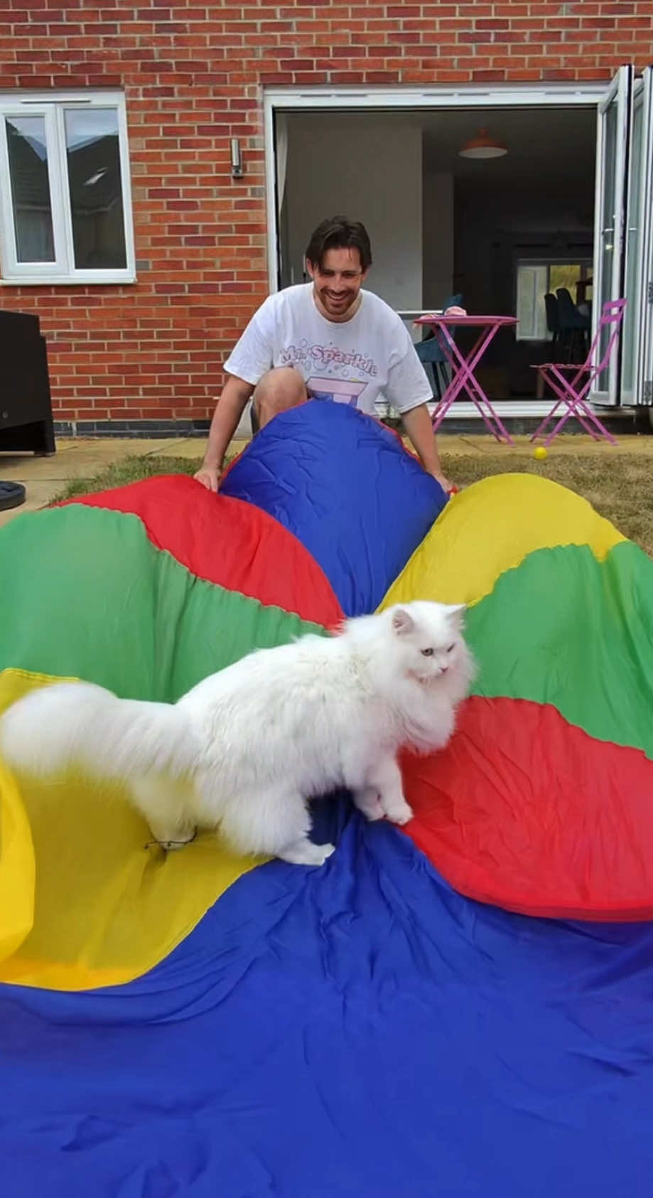 The boys really enjoyed parachute playtime… 😂🪂 #catsoftiktok #catlife #cutevideo #wholesome #playtime #funnyvideo #catlife #fyp 