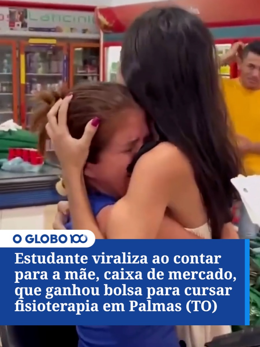 EMOÇÃO | Estudante viraliza ao contar para a mãe, caixa de mercado, que ganhou bolsa para cursar fisioterapia em Palmas (TO). #JornalOGlobo #TikTokNews #TikTokNoticias #Prouni #Tocantins