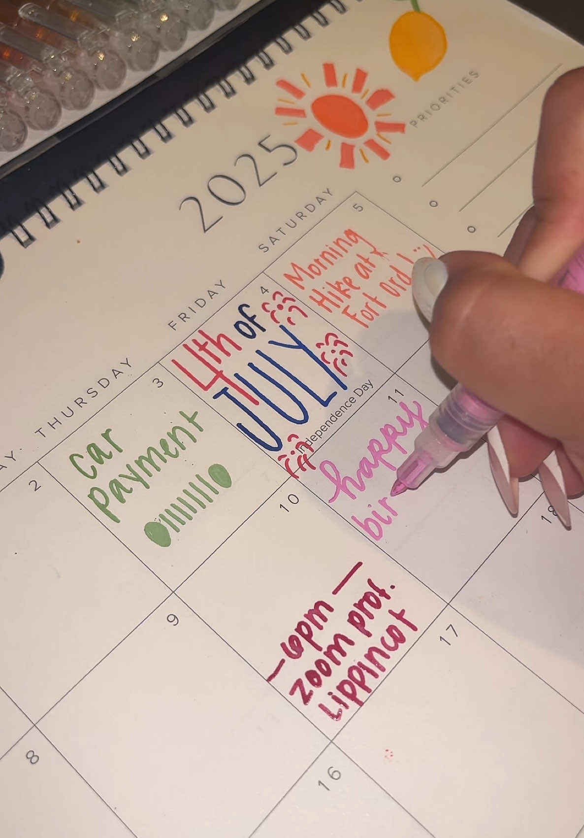 better late than never 😝 #july #julycalendar #calendar #calendarideas #july2025 #grabie #grabieacrylicmarkers #fy 