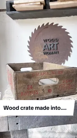 Another one of a kind design made from an antique crate ✨ Now available #WoodArtWoman #womeninwoodworking #reclaimedwood #omahanebraska #trashtotreasure 