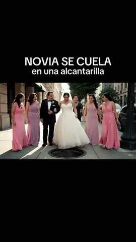 Camino a la boda la novia acompañada de su familia se cuela porque no han mirado bien en una alcantarilla que estaba destapada. #fyp #veo3 #humor #inteligenciaartificial 