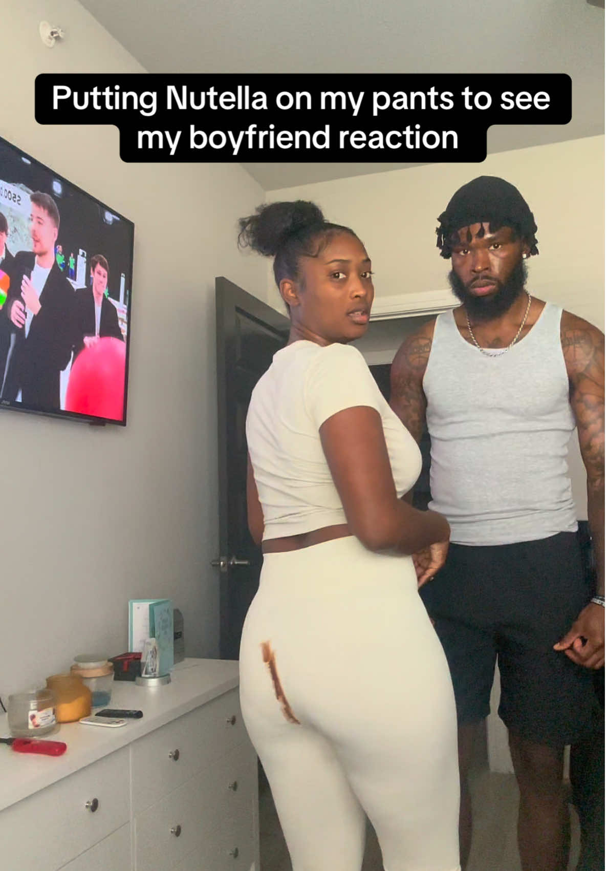 Not him whispering it 😂 @Officialjeronngrant_ @Dollphace Ro 🎀 #fyp #foryoupage #cutecouple #roandj 
