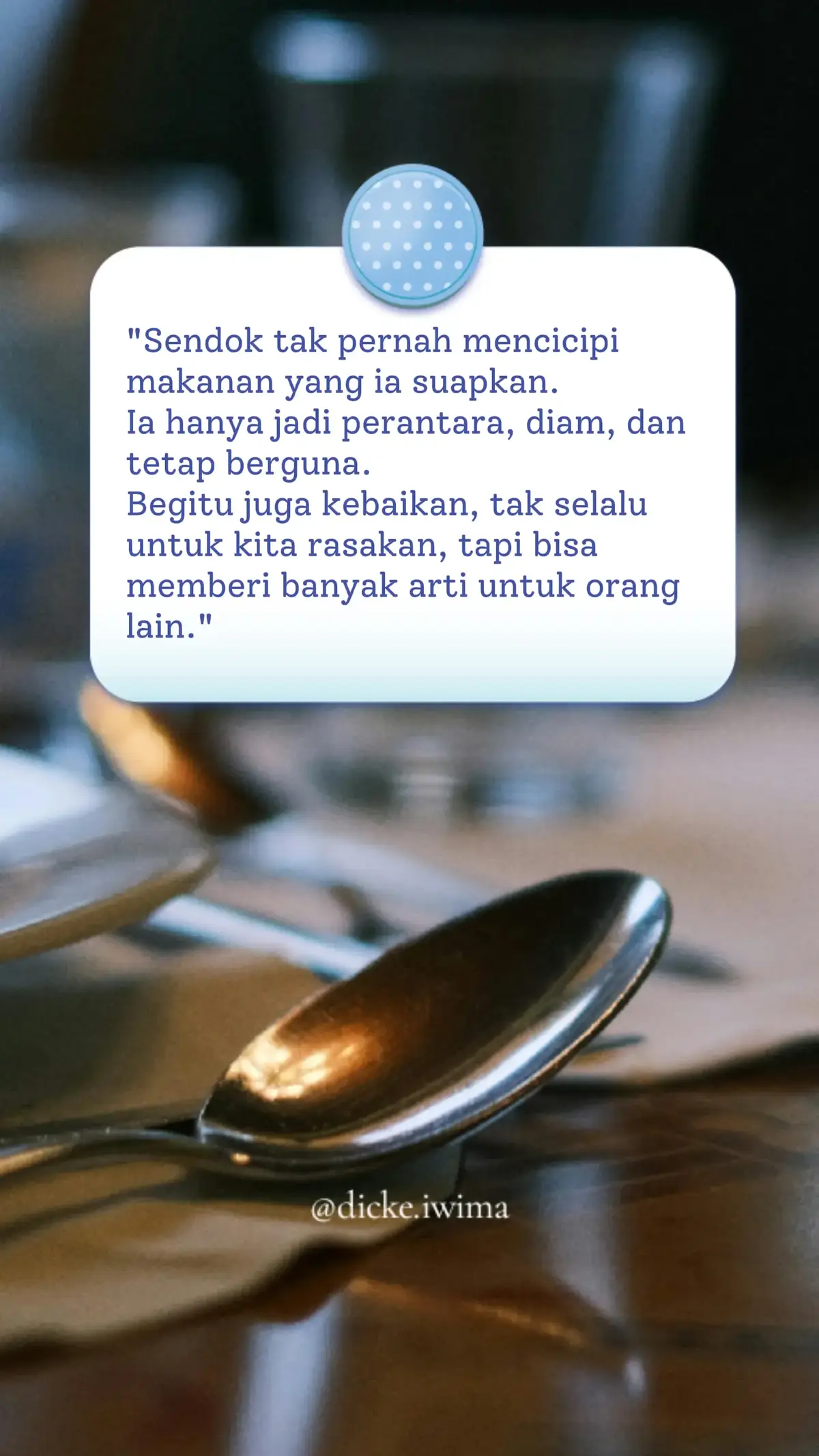 Tak semua yang berjasa harus dikenal… cukup jadi sendok: sederhana, tapi membawa kebaikan. #FilosofiSendok #FacelessContent #MotivasiHidup #Ketulusan #TikTokIslami #SelfReminder #fyp 