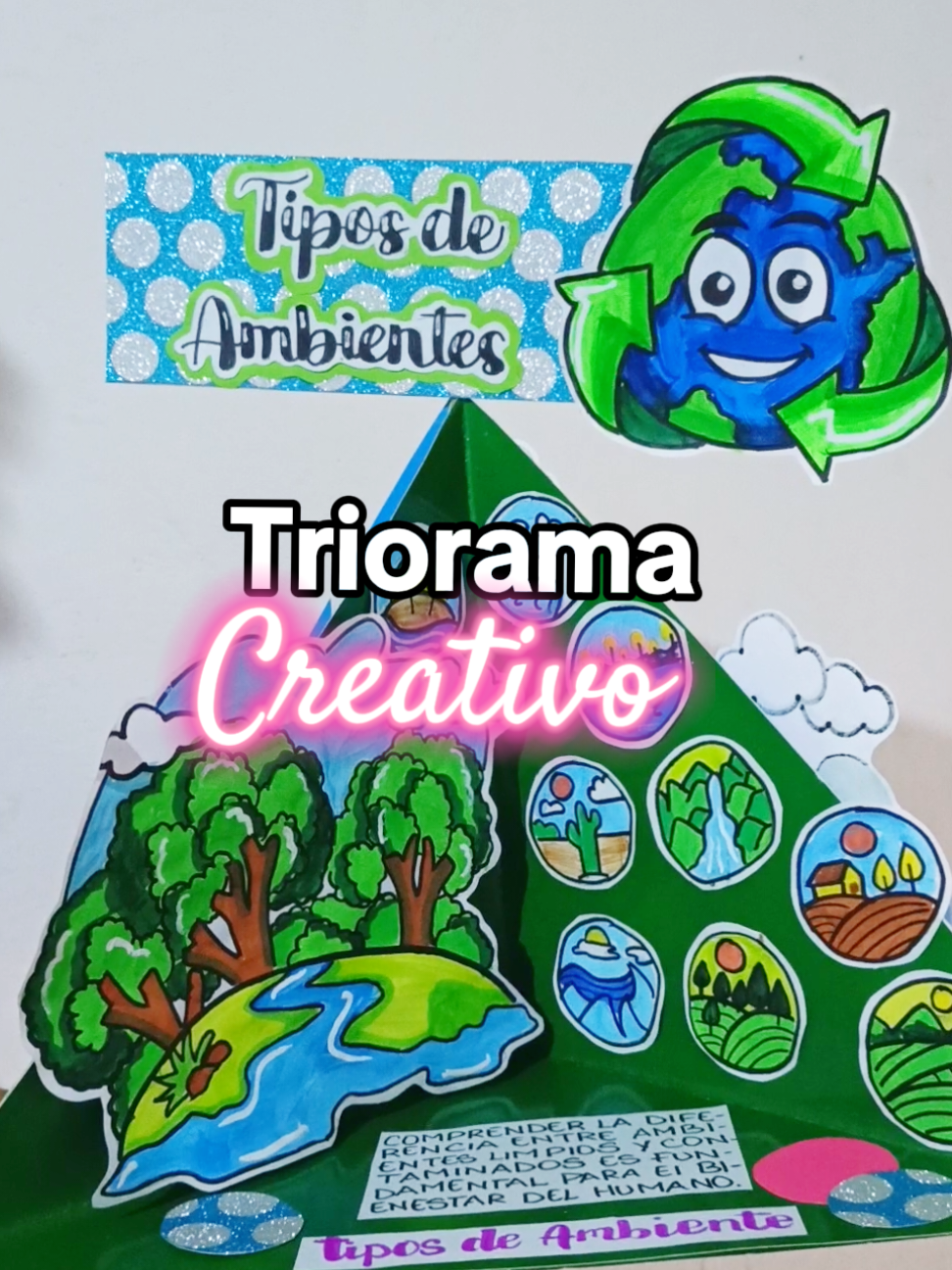 Triorama creativo sencillo sobre los tipos de ambientes🌎♻️ #triorama #ideascreativas #hechoamano #tareasdelcolegio #creativeideas #cartulina #elvigiaestadomerida🇻🇪🤩 #paratii #fyp 