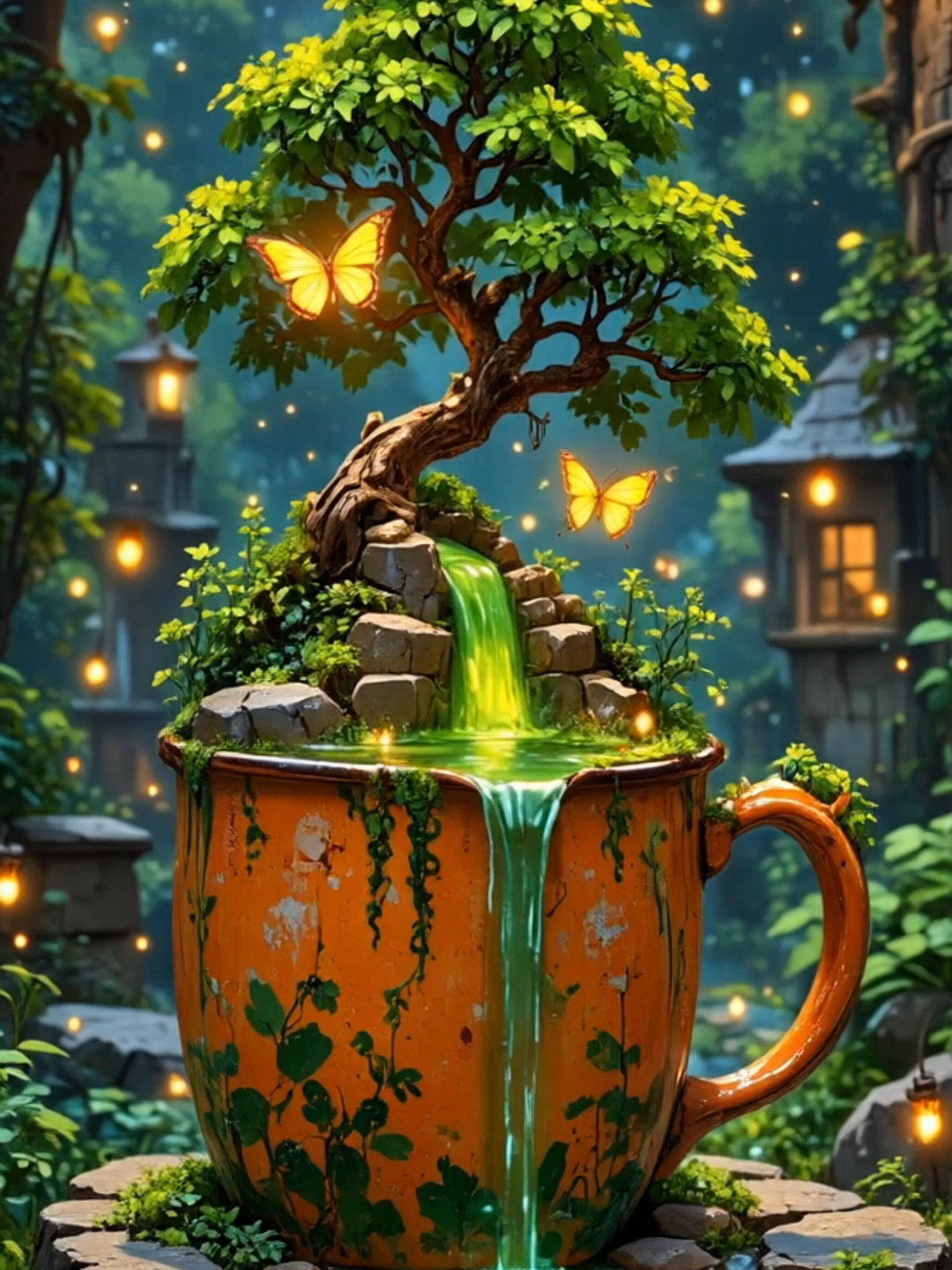 ถ้วยแห่งความสุข #สวัสดียามเช้า #วันพุธสีเขียววว💚  ##relaxingvibes #cozytok #AIartvideo #animationvideo #viralvideo #Nature