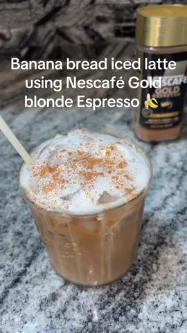 Its literally banana bread in a cup 🤤 You do not need a espresso machine to make amazing lattes at home! This Nescafé Good instant espresso and a good syrup is literally all you need! #nescafegold #bananabreadlatte #espresso #coffeetiktok #coffeerecipe 