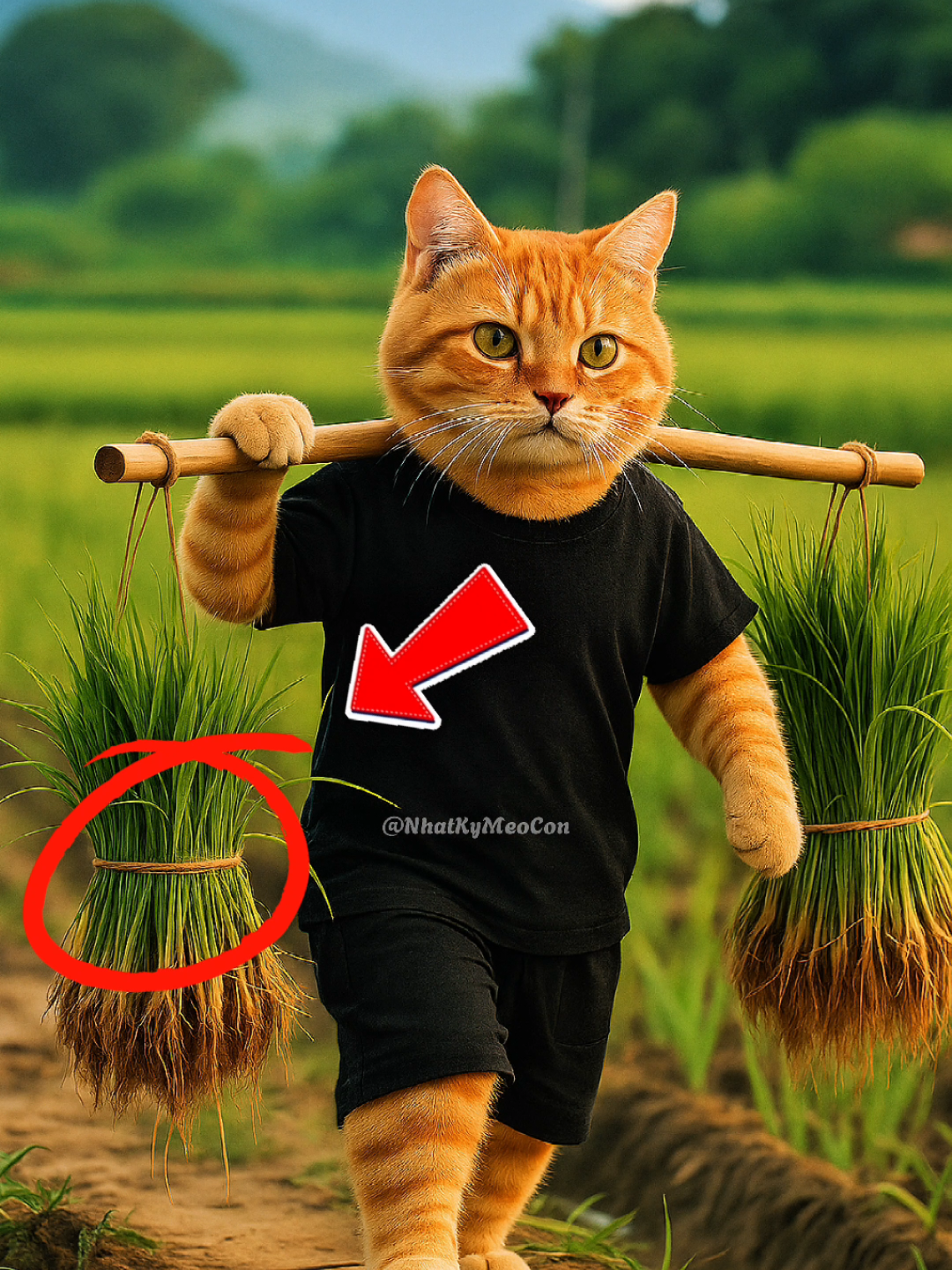 Một ngày trồng lúa vất vả của Mèo Bố  #cauchuyenynghia #catsoftiktok #ai #meo #viral 