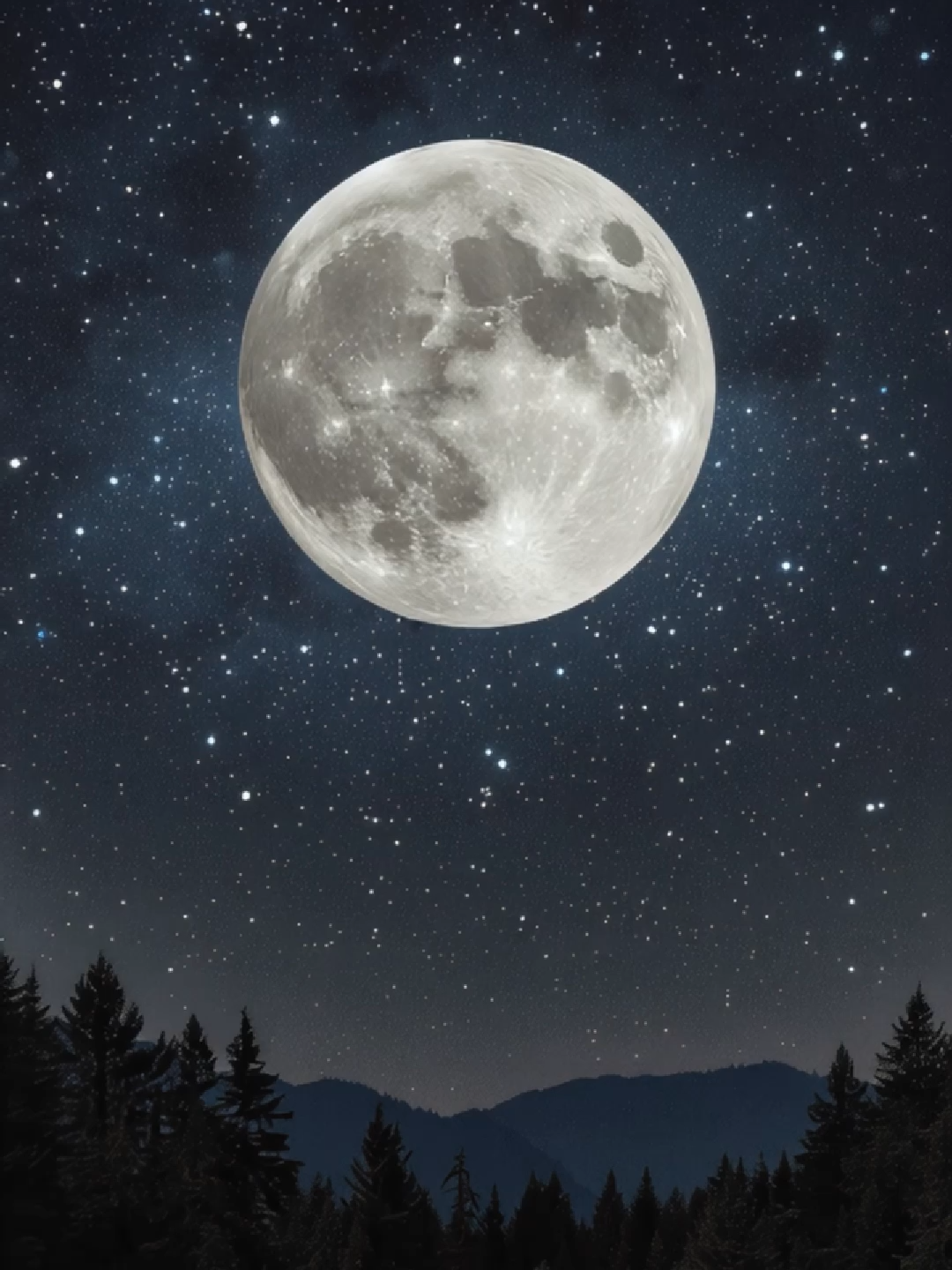 🌕 Beautiful full moon and starry night 4K HD Wallpaper  ⭐⭐ #fullmoon #moon #star #wallpaper #tekelinos #beautiful #night #4k  #hd