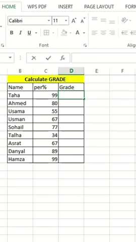 Calculate Grade Formula #msexcel #formula 
