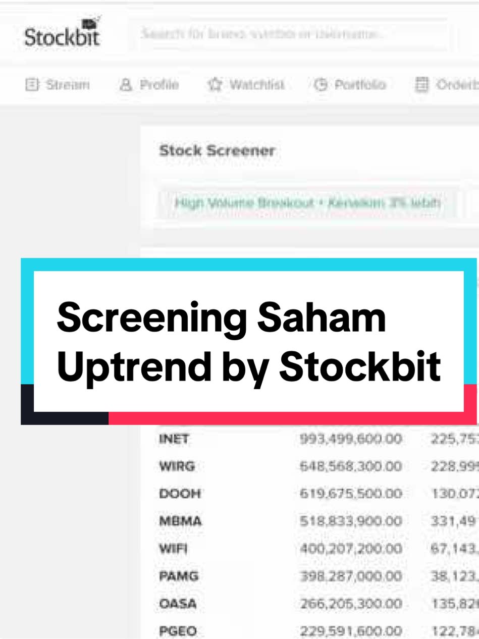 Tutorial Screening Stage 2 Mark Minervini Pake Stockbit #tradingview #teknikalanalisis #tradingsaham 