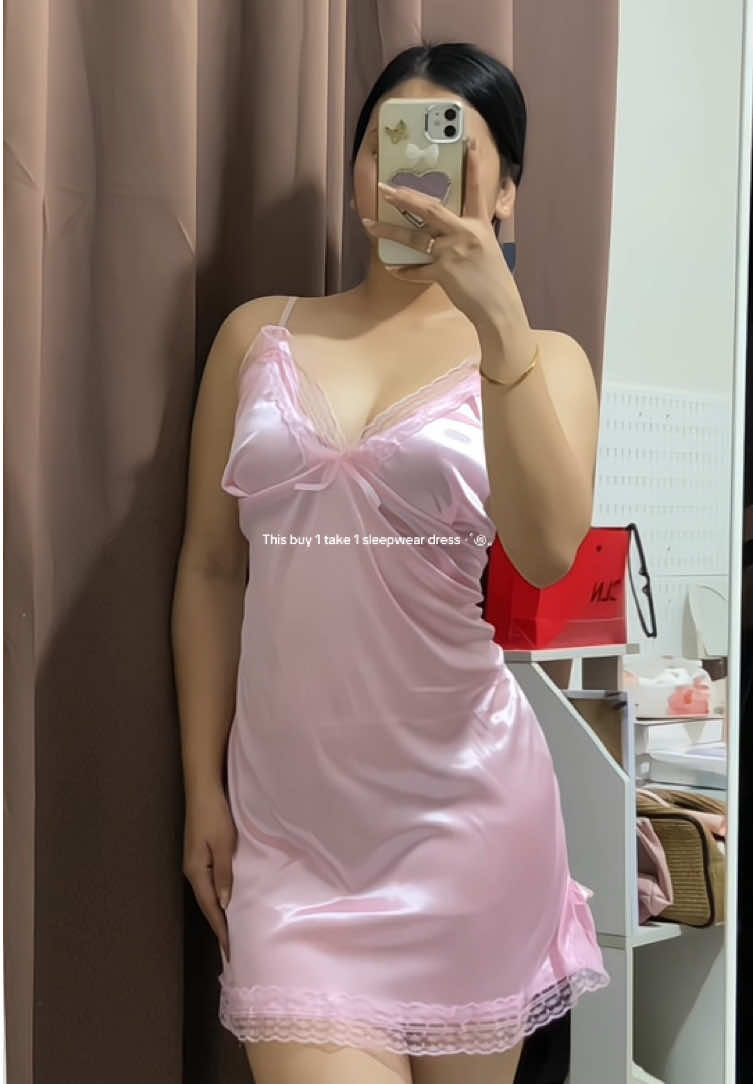 Buy 1 take 1 sleepwear dress, so comfy mag sleep!!💫 #sleepwear #silkdresssleepwear #silksleepwear 